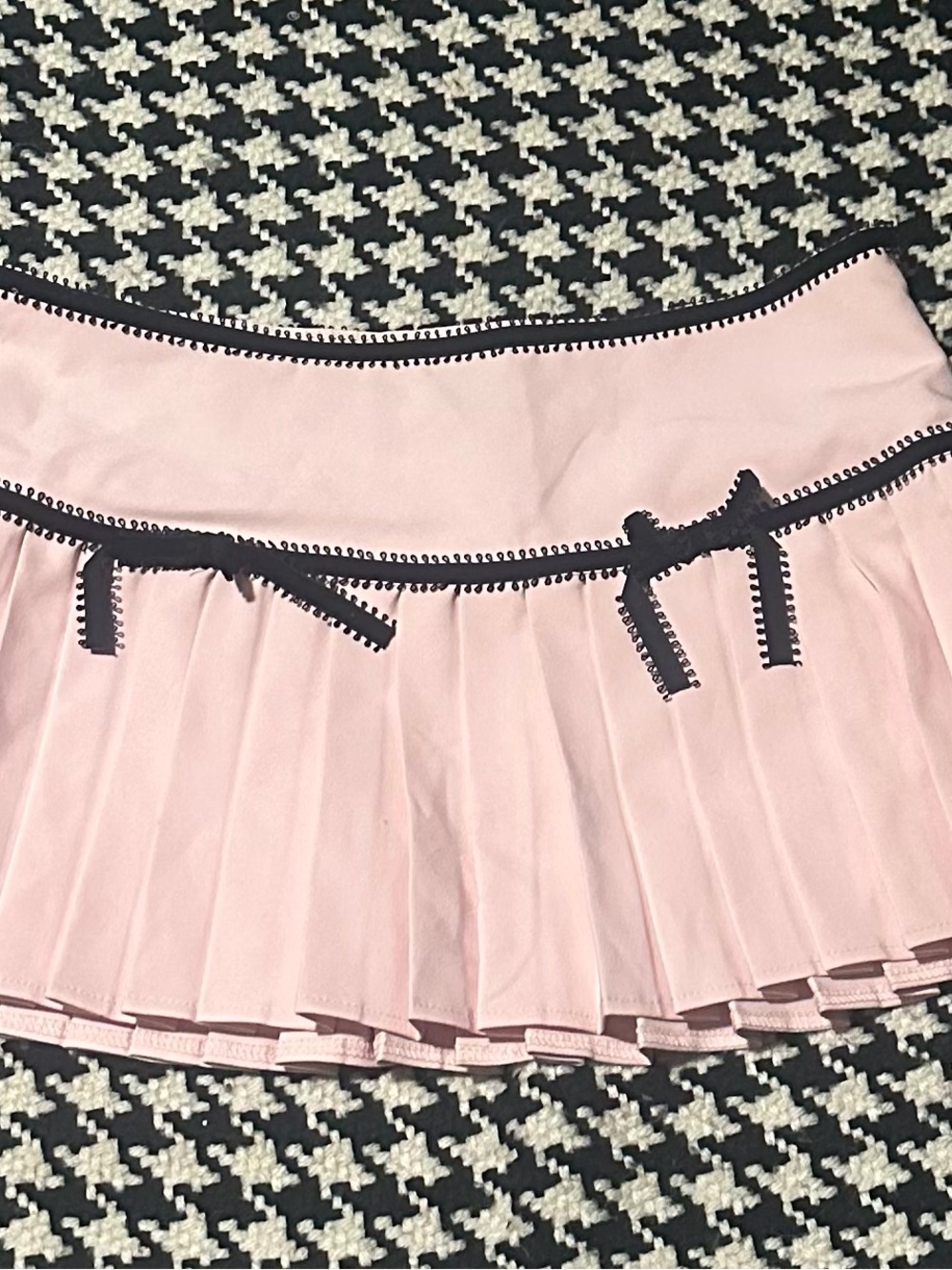 Pink Mini Skirt with Black Trim